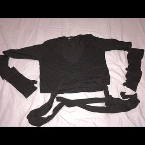 Sweaty Betty wrap cropped ballet cardigan, Heather black, size XL